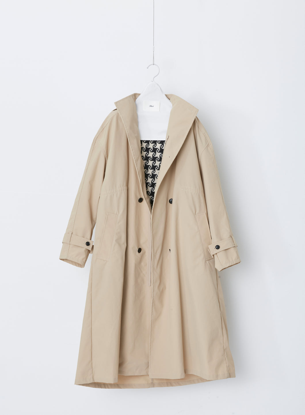 trench coat with houndstooth wool liner